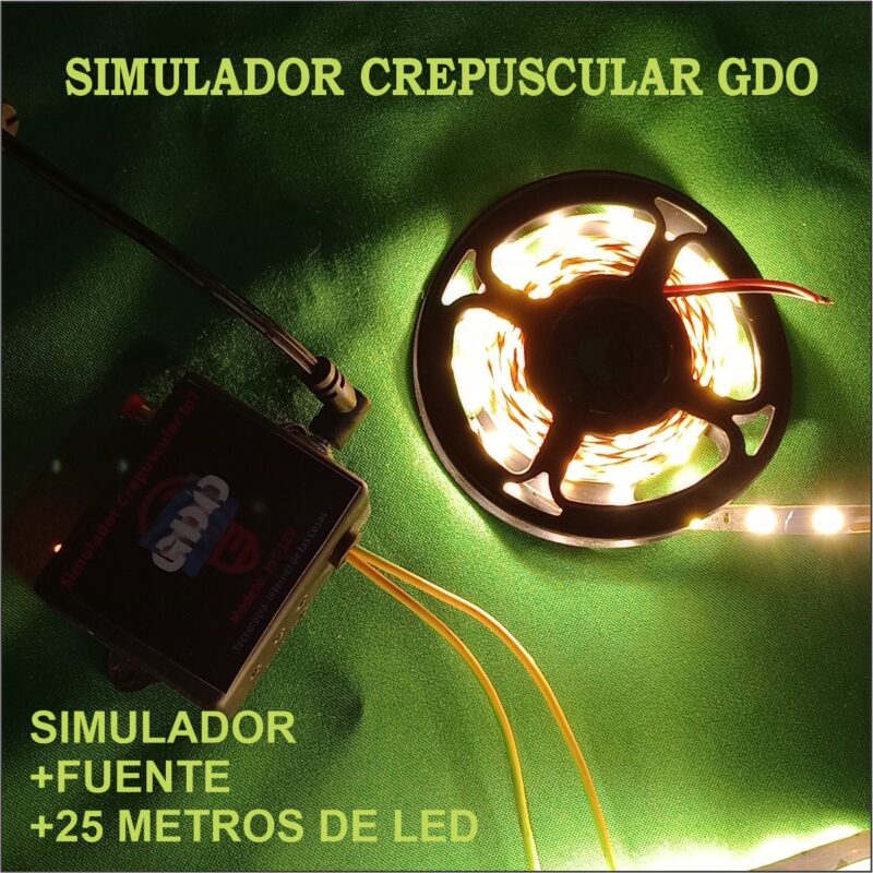 KIT SIMULADOR CREPUSCULAR +FUENTE +25 METROS DE LED